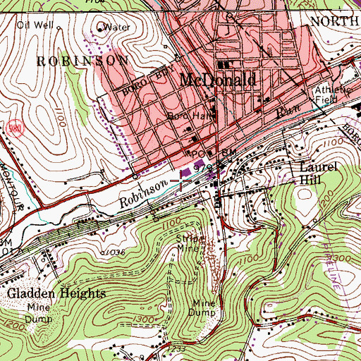 Topographic Map of Heritage Public Library, PA