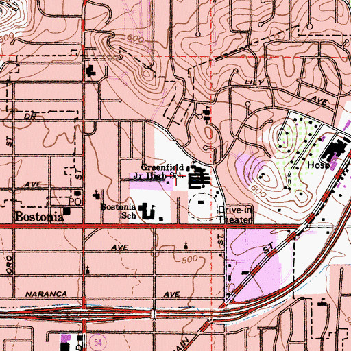Topographic Map of Greenfield Intermediate School, CA