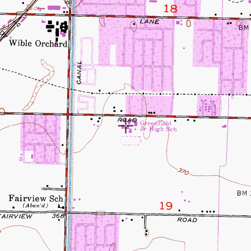 Topographic Map of Greenfield Junior High School, CA