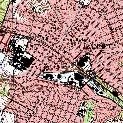 Topographic Map of Jeannette Police Department, PA