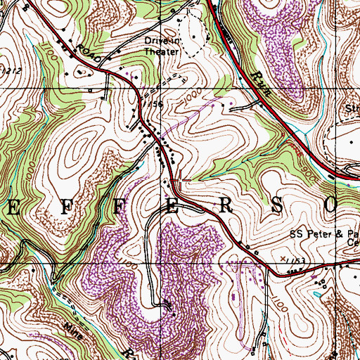 Topographic Map of Jefferson Hills Public Library, PA