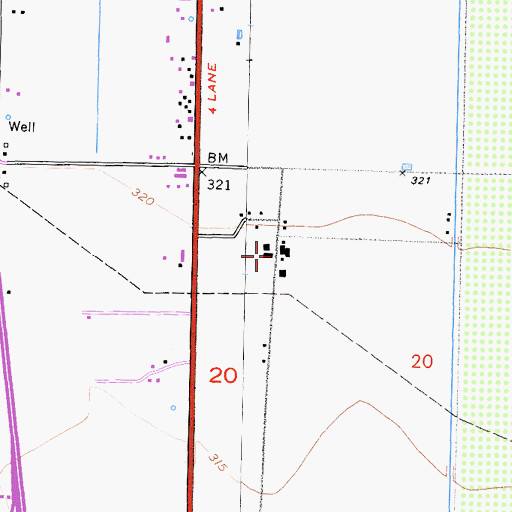 Topographic Map of Greenfield Ranch, CA
