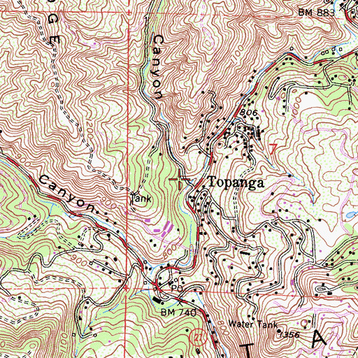 Topographic Map of Greenleaf Canyon, CA