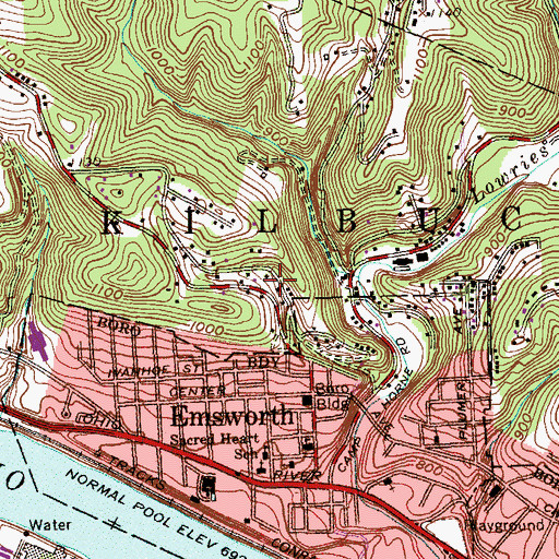Topographic Map of Kilbuck Township Police Department, PA