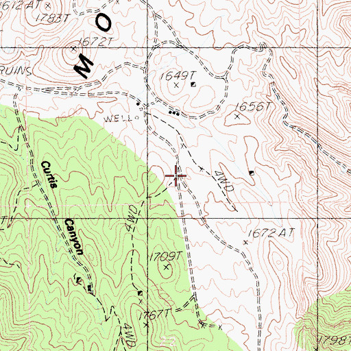 Topographic Map of Greens Mine, CA