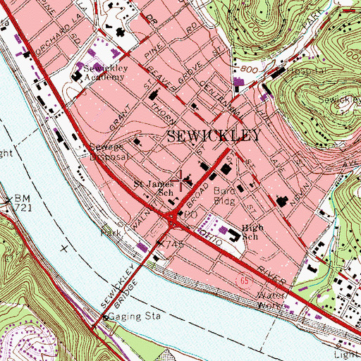 Topographic Map of Laughlin Center, PA