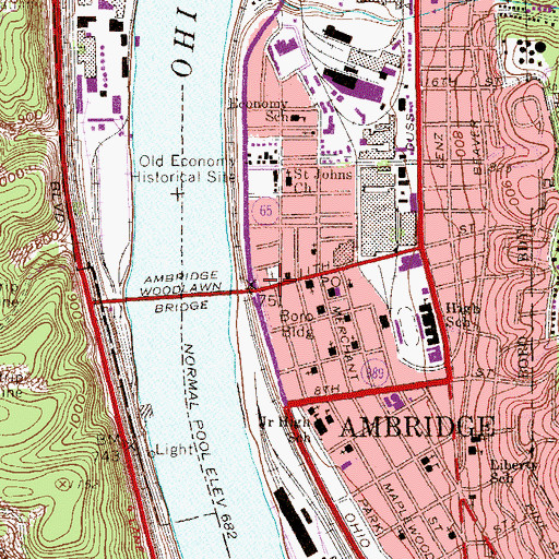 Topographic Map of Laughlin Memorial Free Library, PA