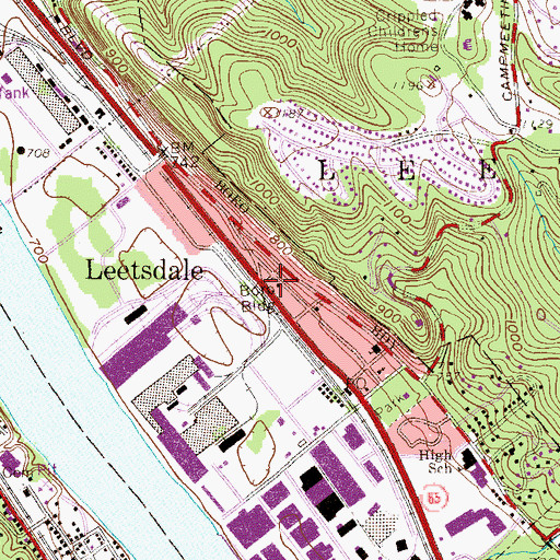 Topographic Map of Leetsdale Police Department, PA