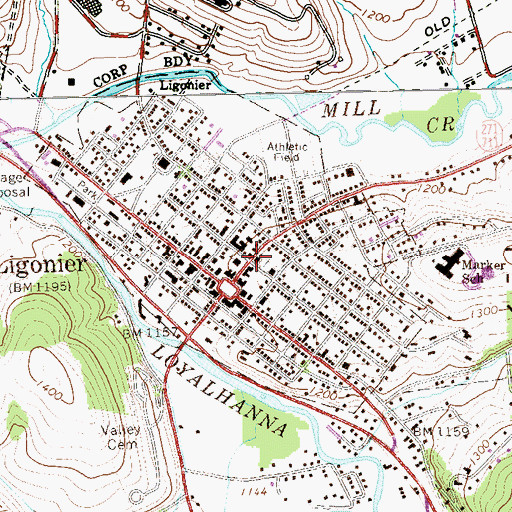 Topographic Map of Ligonier Valley YMCA, PA