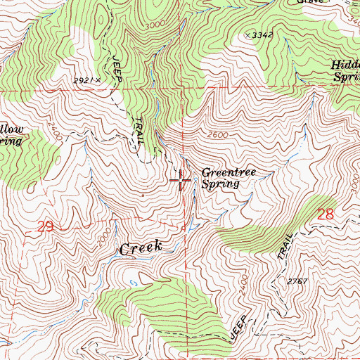 Topographic Map of Greentree Spring, CA