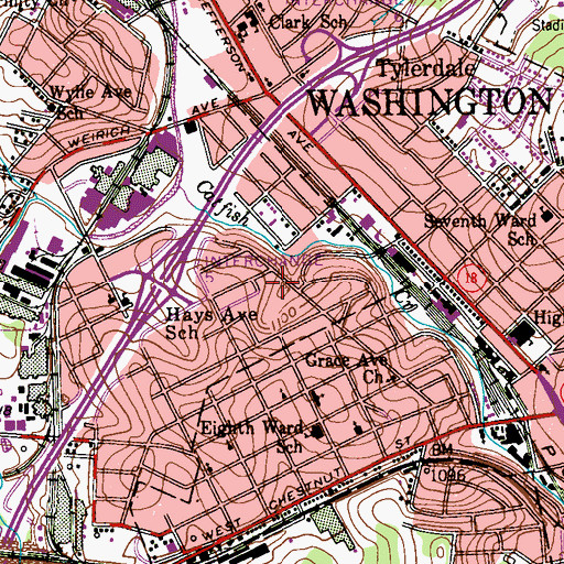Topographic Map of Canton Township Municipal Building, PA