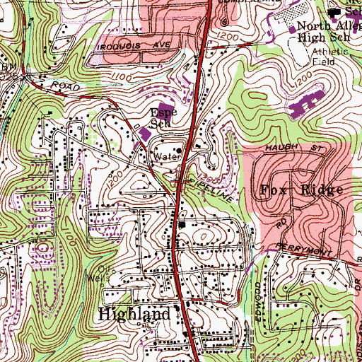 Topographic Map of CCAC North Child Development Center, PA