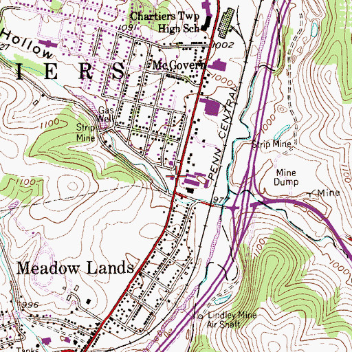 Topographic Map of Chartiers Township Municipal Building, PA