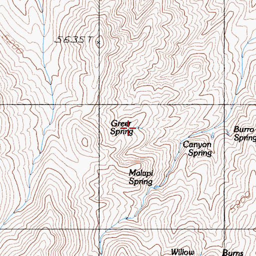Topographic Map of Greer Spring, CA