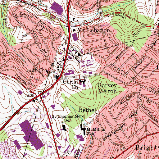 Topographic Map of Christ United Methodist Church Child Care Center, PA