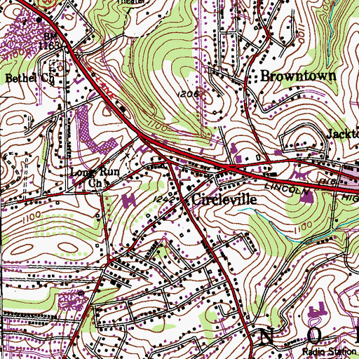 Topographic Map of Circleville Day Care Center, PA