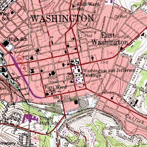 Topographic Map of Citizens Library, PA