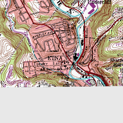 Topographic Map of All Saints Church, PA