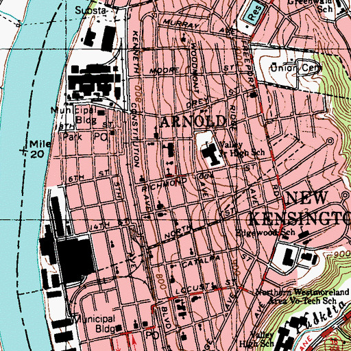 Topographic Map of All Saints Church, PA