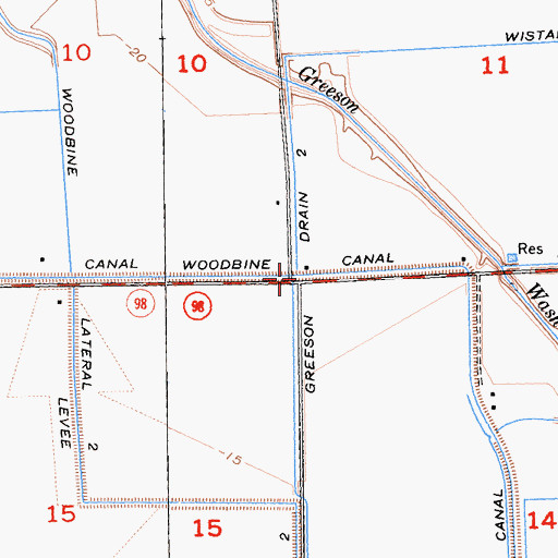 Topographic Map of Greeson Drain Two, CA