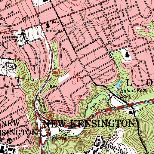 Topographic Map of Allegheny Valley Church of Christ, PA