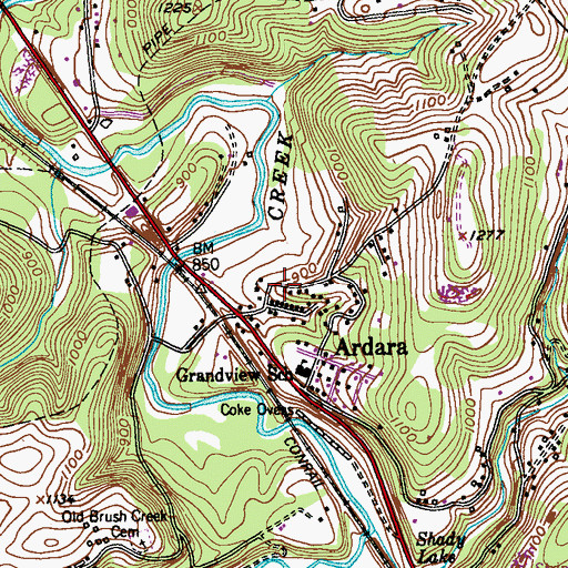 Topographic Map of Ardara United Presbyterian Church, PA