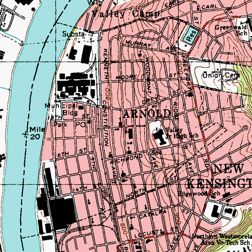 Topographic Map of Arnold United Methodist Church, PA