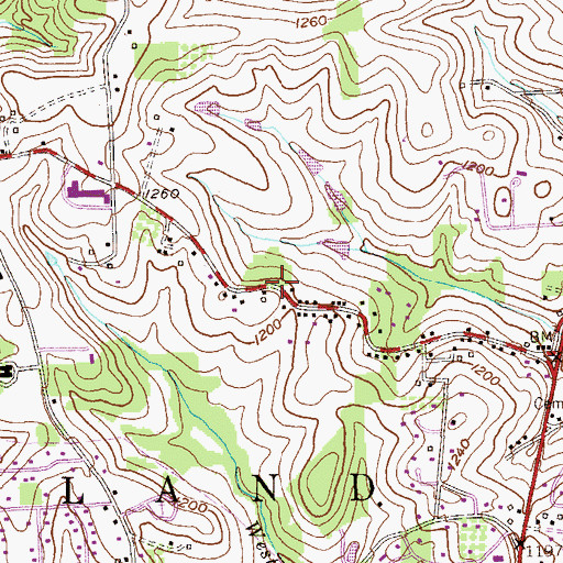 Topographic Map of Bakerstown Alliance Church, PA