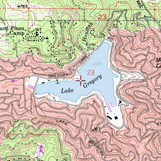 Topographic Map of Lake Gregory, CA