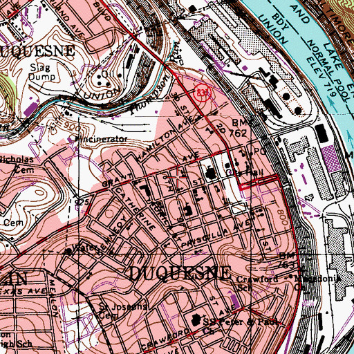 Topographic Map of Bethlehem Temple Church, PA
