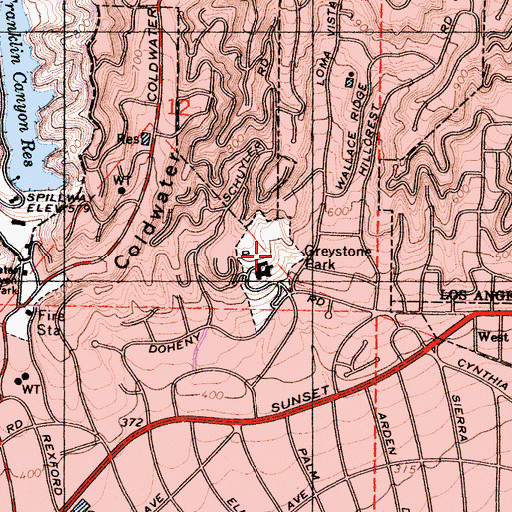 Topographic Map of Greystone Park, CA