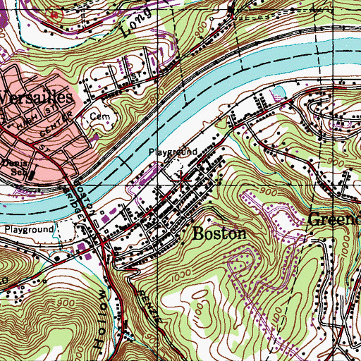 Topographic Map of Boston United Methodist Church, PA