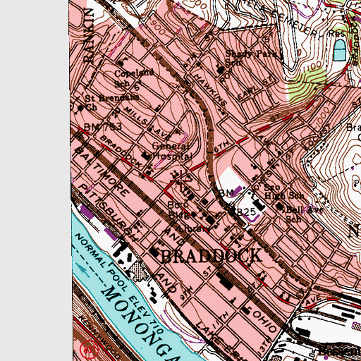 Topographic Map of Calvary African Methodist Episcopal Church, PA