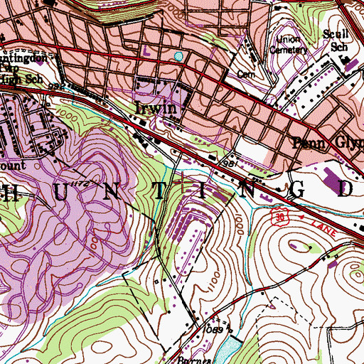Topographic Map of Calvary Baptist Church, PA