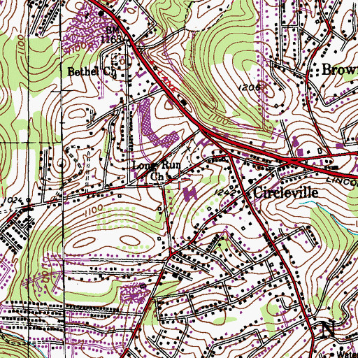 Topographic Map of Calvin Presbyterian Church, PA