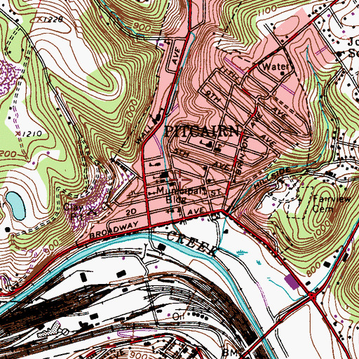 Topographic Map of Center Avenue United Methodist Church, PA