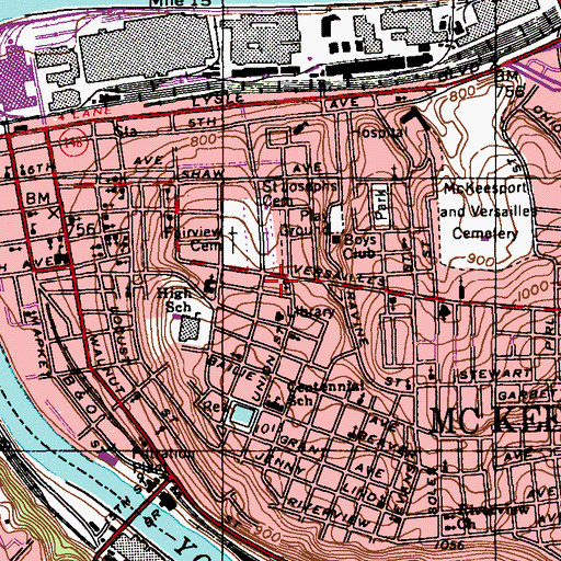 Topographic Map of Central Presbyterian Church, PA