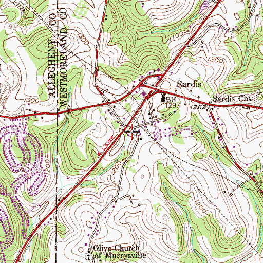 Topographic Map of Christ Lutheran Church, PA