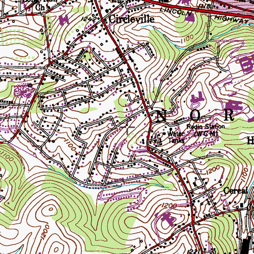 Topographic Map of Circleville United Methodist Church, PA