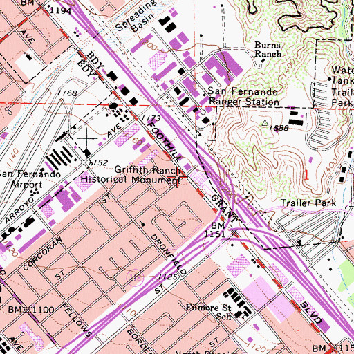 Topographic Map of Griffith Ranch Historical Monument, CA