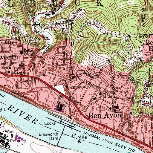 Topographic Map of Community Presbyterian Church of Ben Avon, PA
