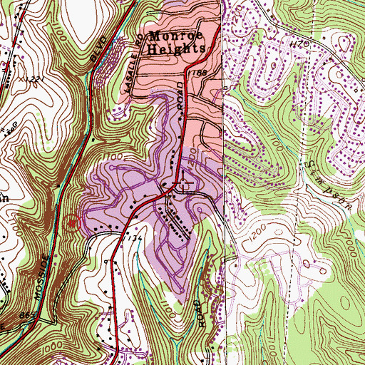 Topographic Map of Cross Roads Presbyterian Church, PA