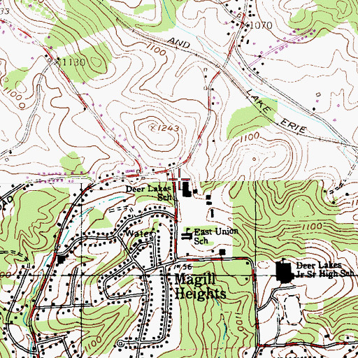 Topographic Map of East Union United Presbyterian Church, PA