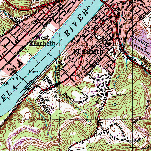 Topographic Map of Elizabeth Baptist Church, PA