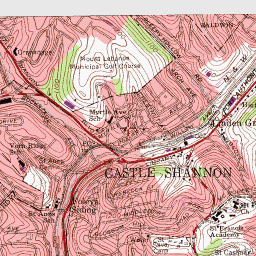 Topographic Map of Emmanuel Lutheran Church, PA