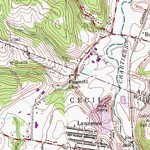 Topographic Map of Fawcett United Methodist Church, PA
