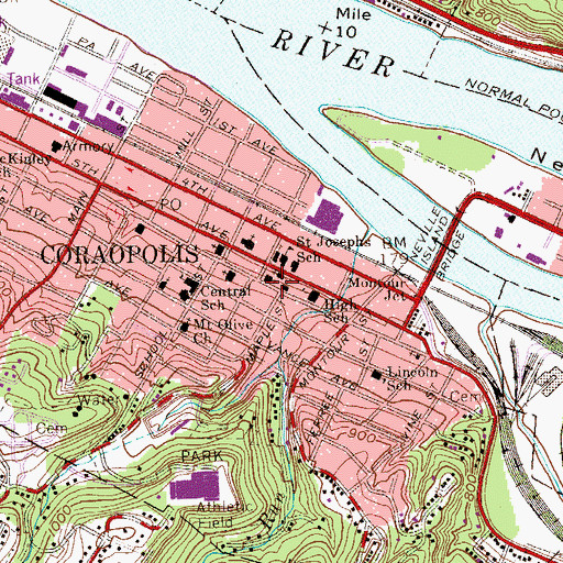 Topographic Map of First Assembly of God, PA