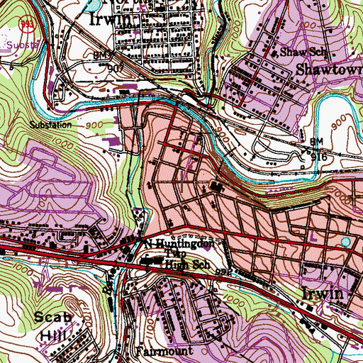 Topographic Map of First Assembly of God, PA