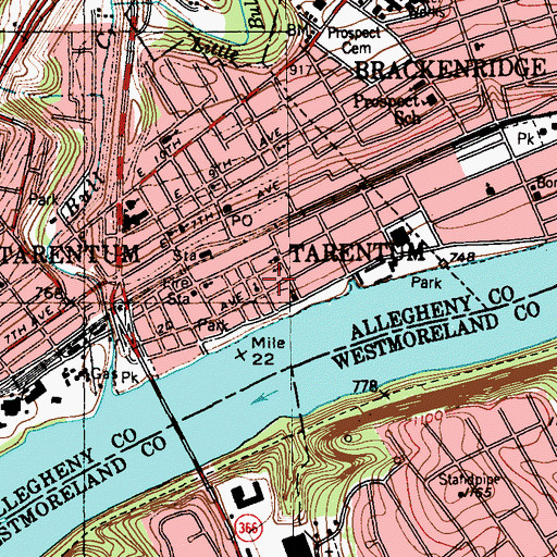 Topographic Map of First Baptist Church, PA