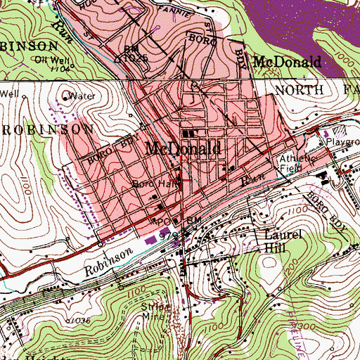 Topographic Map of First Baptist Church of McDonald, PA